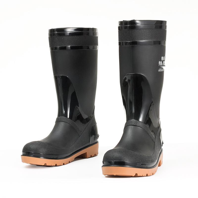 Anti-Smash & Anti-Puncture Steel Toe Work Boots: Waterproof, Steel Sole, High-Top PVC for Rescue, Electricians & Firefighters.
