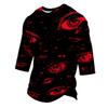 Men's Casual Halloween Print Crew Neck T Shirt Three Quarter Sleeve Top Comfortable Fit Lightweight Fabric Stylish Design