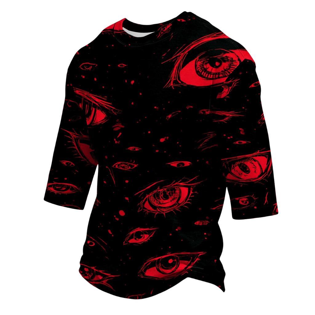 Men's Casual Halloween Print Crew Neck T Shirt Three Quarter Sleeve Top Comfortable Fit Lightweight Fabric Stylish Design