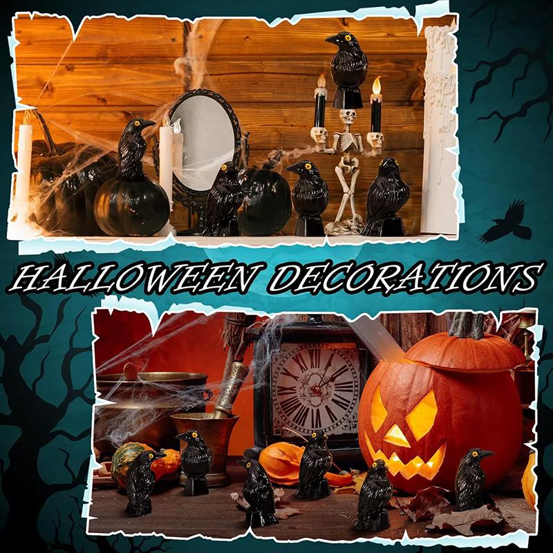 WTEMPO Creative Micro-landscape Black Halloween Crow Handmade Diy Resin Small Accessories Landscape Small Animal Decorative Ornaments