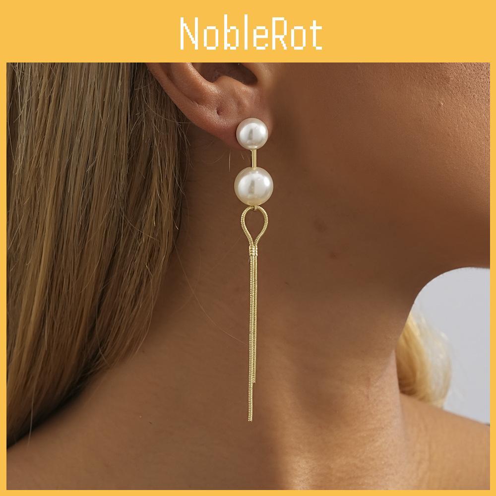 Stylish Pearl Long Earrings For Women Trendy Geometric Dangles Chain