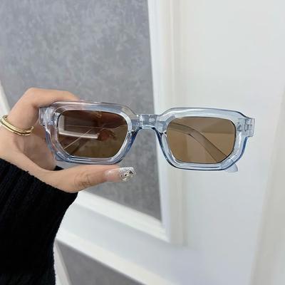 Coole Rechthoekige Zonnebril Dames Heren Mode Designer Kleurrijke Zonnebrillen UV Bescherming Plastic Buiten Brillen