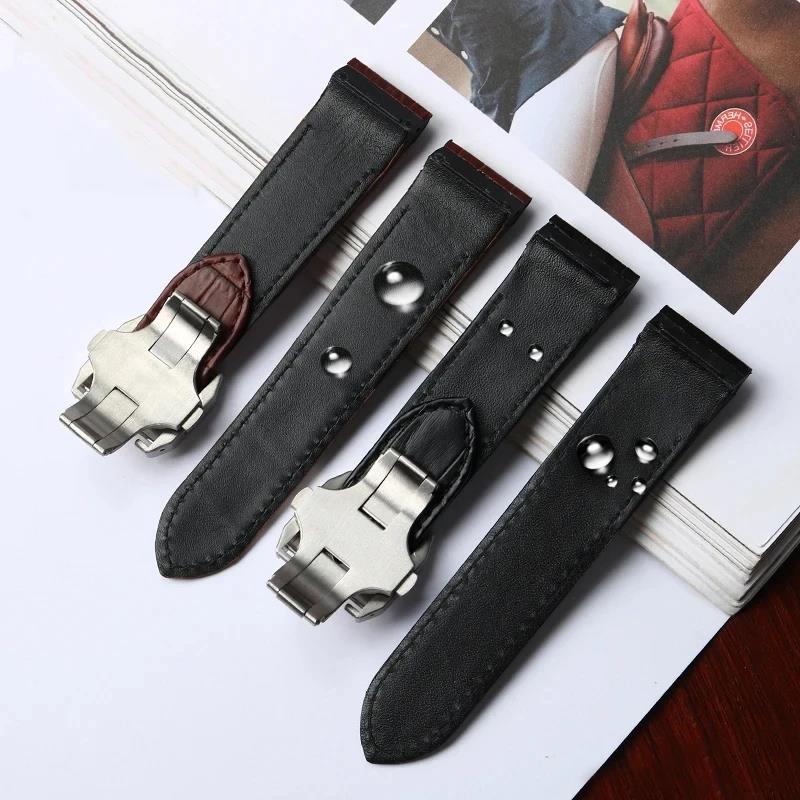 20mm 23mm High Quality Leather Watch Strap Suitable for Cartier Santos Strap Santos 100 Men's and Women's Folding Buckle2028