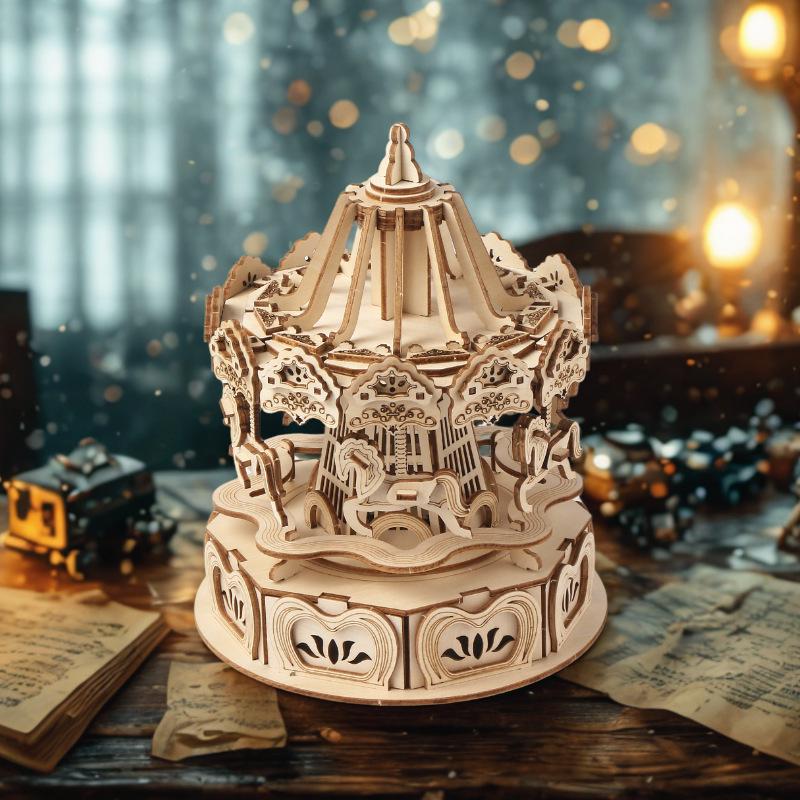 3D Wooden Music Carousel Puzzle: Educational DIY Stereo Toy Gift