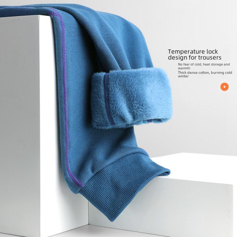 Men's Thick Fleece One-Piece Trousers: Warm Winter-Autumn Cotton Wool Tights