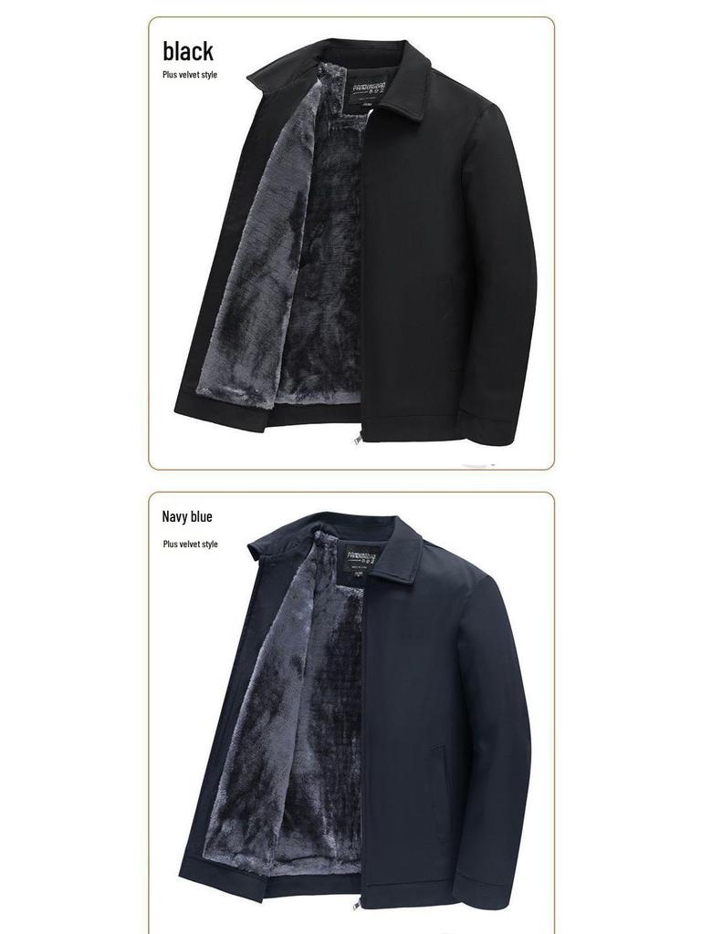 Men's Plus Velvet Jacket for Middle-aged & Elderly - Thick Winter Coat for Dad & Grandfather