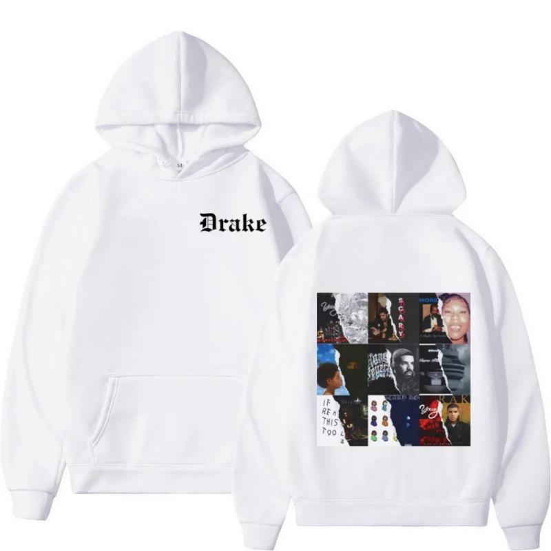 Felpa con cappuccio stampata Album del Rapper Hot Drake