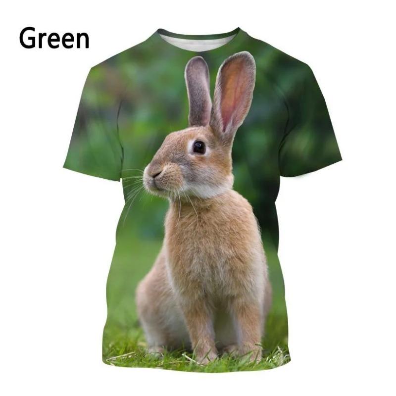 New Fashion Animal Rabbit 3D Printed T-shirt Men's and Women's Summer Casual Short Sleeve Crewneck Shirt Top
