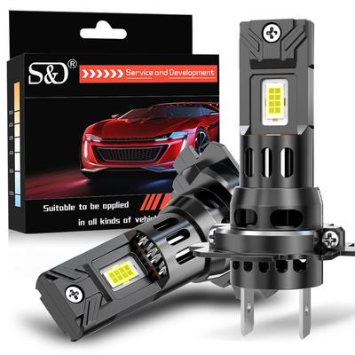 2 Stück 30000LM H7 LED-Scheinwerferlampen 100W Mini Kabellos CSP Auto-Scheinwerfer Mit Lüfter Auto-Diodenlampen H7 Turbo LED Automobil-Leuchten Canbus 12V 6000K