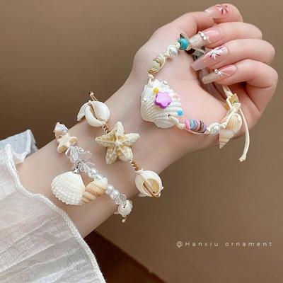 Nischenmode Muschel & Perlen Stern Armband für Damen - Urlaubsstil Hand Schmuck