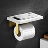 White Marble Bathroom Paper Holder with Phone Holder Brushed Gold Paper Roll Holder Tissue Holder Rack Toilet Paper Holder
