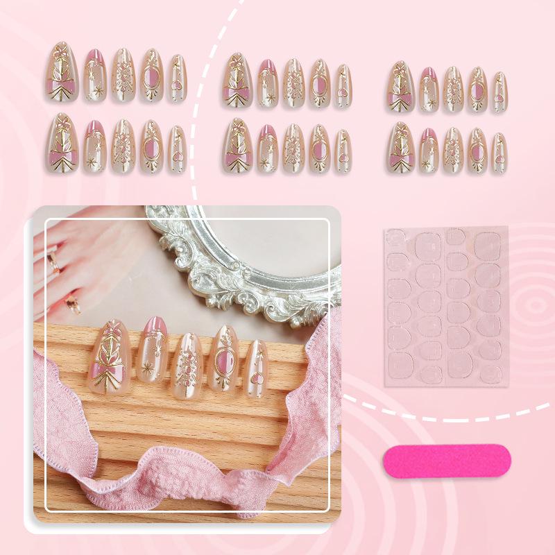 30-Piece Wearable Short Nail Art Set: Stylish High-Grade Fake Fingernail Stickers