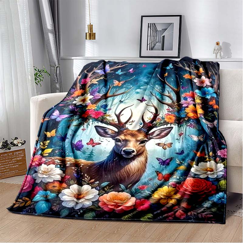 Purple Wolf Dreamcatcher Flannel Blanket, Animal Print Throw Blanket for Sofa Bed 80cm x 120cm