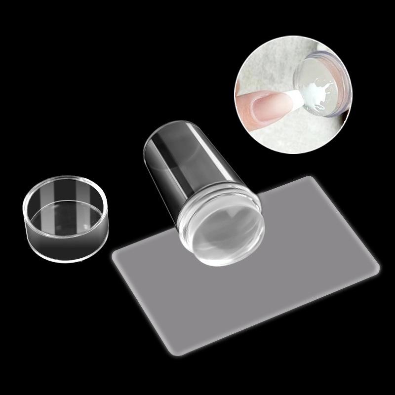 Clear Silicone Head Nail Stamp Set with Scraper To Print Patterns and Create Art Freedom