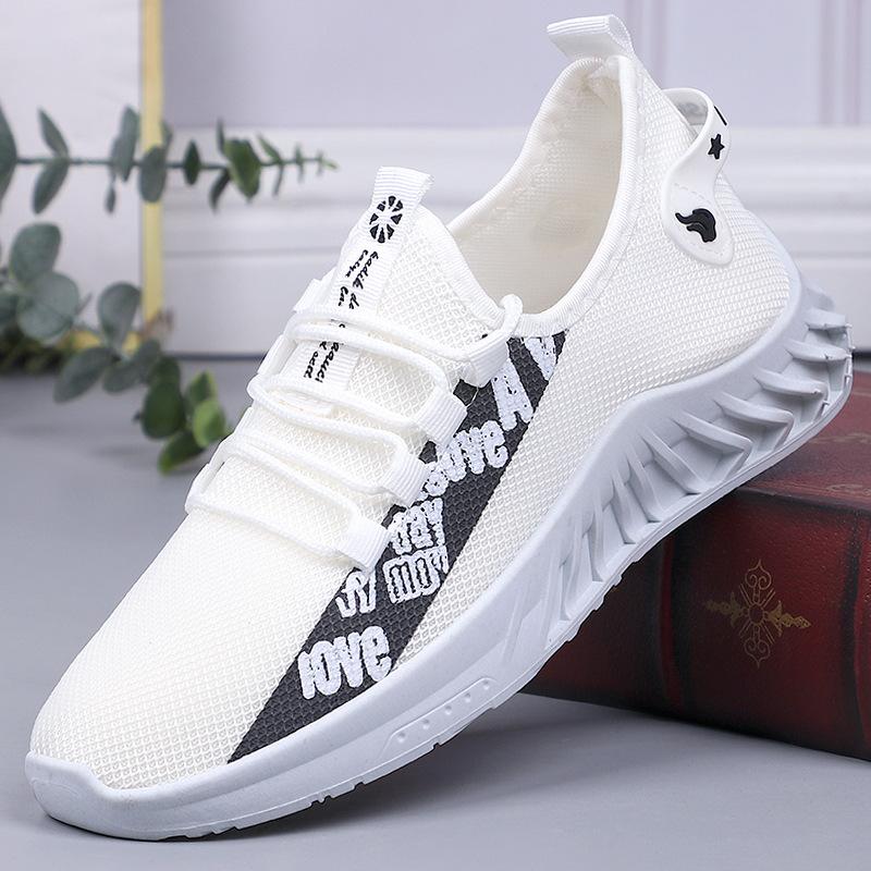 Frühling flacher Mund Herren Sportschuhe Schnürschuhe bequem und leicht Laufschuhe weiche Sohle Koreanische Version trendige Einzelschuhe Herrenschuhe