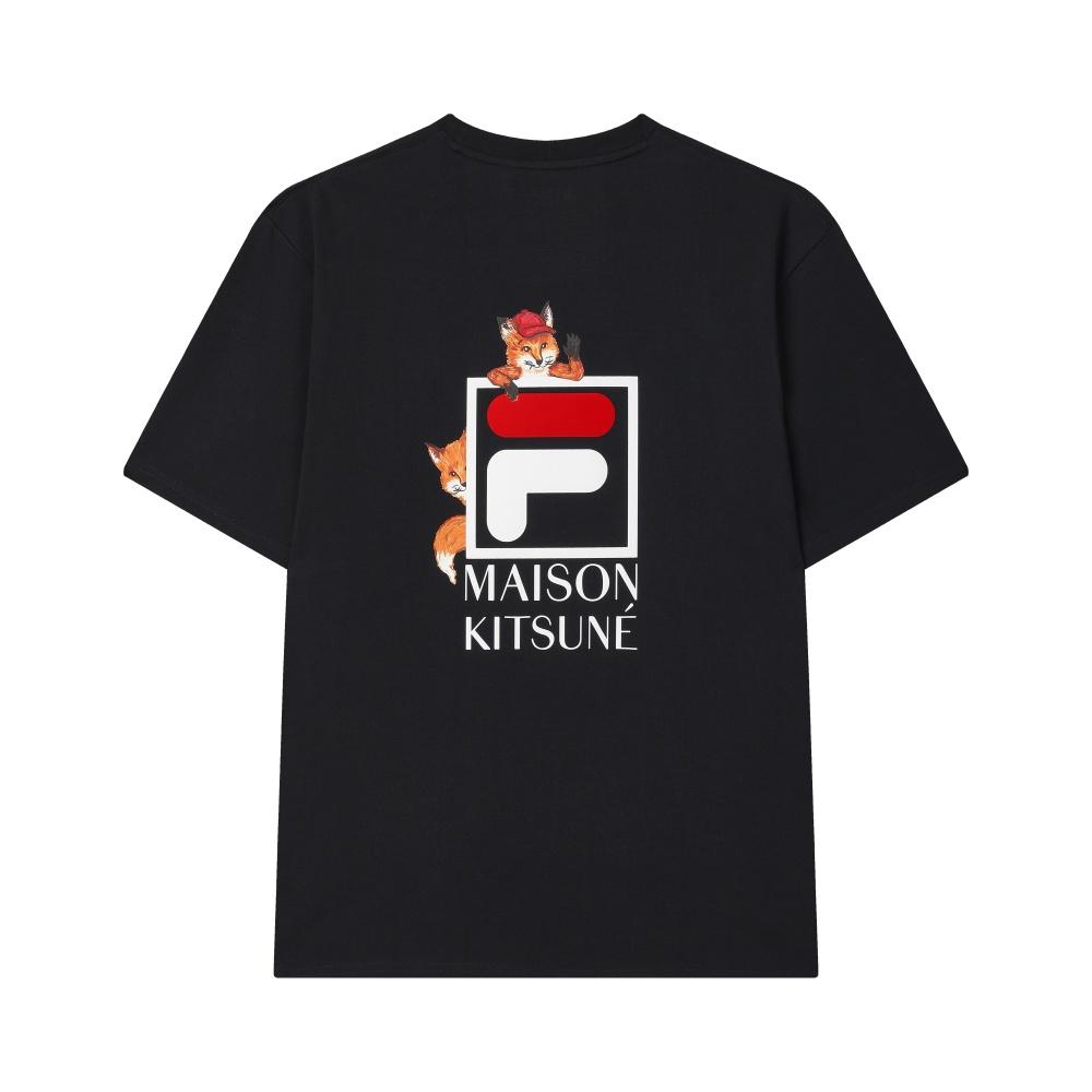 Fila X Maison Kitsuné Multicolor Fox T-Shirt Fashion Classic Versatile Comfortable Short Sleeve T-Shirt Men Legend Blue F11U529101F-NV
