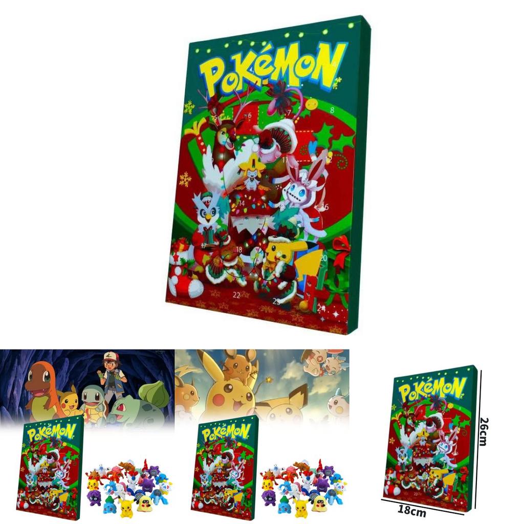 Pokemon Weihnachts-Countdown-Kalender mit 24 Plastikspielzeugen für Kinder und Sammler