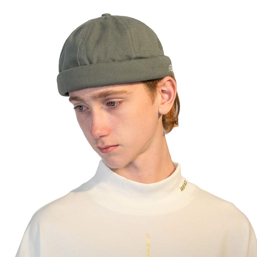 Croogo Work Round Roll and Retro Cap Cap, Brimless, Watch, Fisherman's Cap, Cap, Adjustable, Oversized, Men's Women's, (CT22-Green)