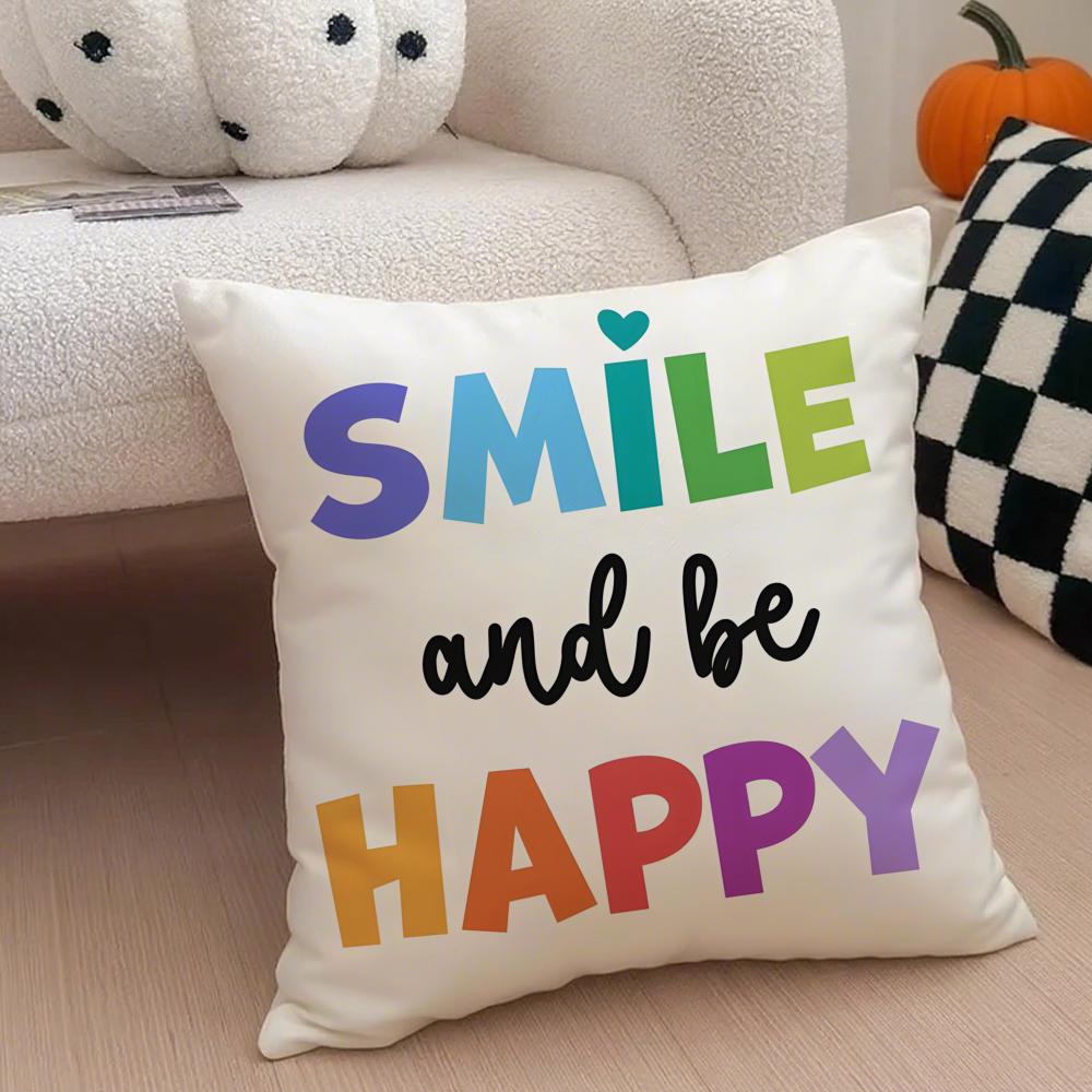 Colorful Cheerful Art Cartoon Rainbow Sun Cushion Cover Throw Pillow Cover Hidden Button Durable Polyester Chair Cushion