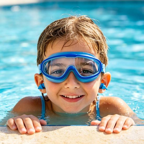 Children Swim Goggles with Earplugs Waterproof No Leakage Anti-Fog UV Protection Boys Girls Wide View Goggles Diving Snorkeling Equipment
