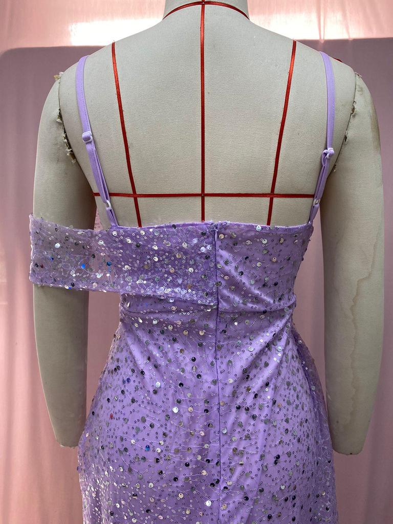 Robe de soirée à paillettes pour femme 2025: Jupe longue fendue irrégulière transfrontalière européenne et américaine avec bretelles