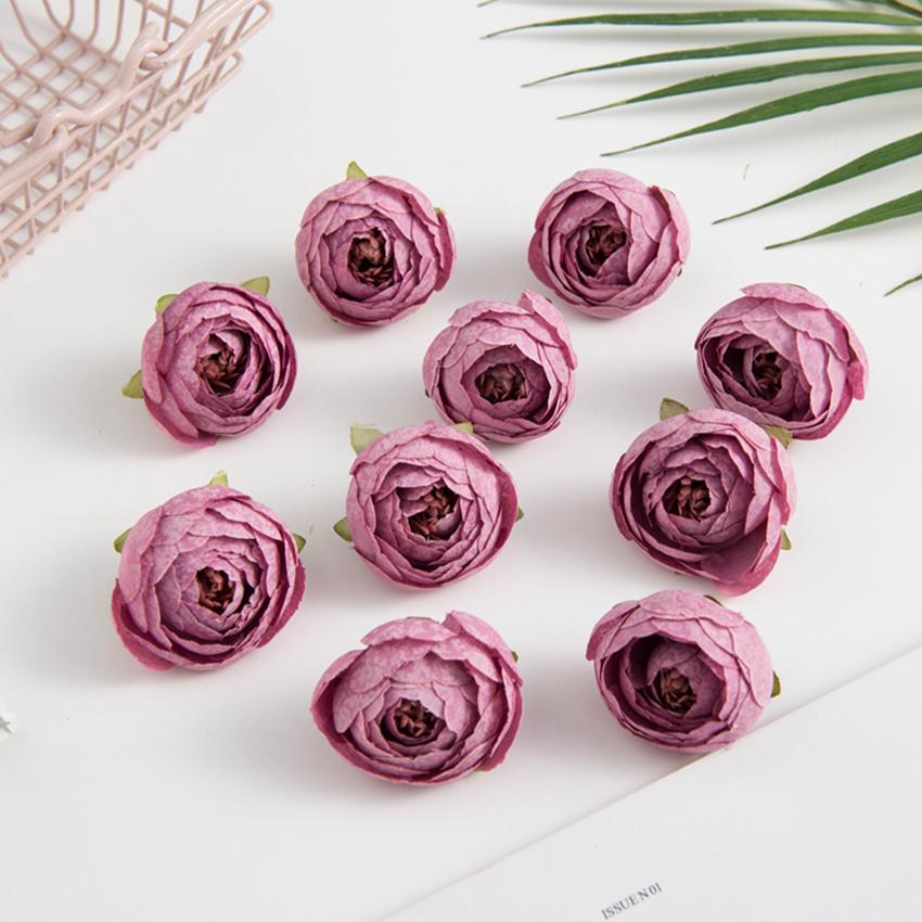10/100PCS Silk Tea Roses Bud Artificial Flowers Diy Gifts Candy Box Christmas Decorations Home Garden Wedding Holiday Supplies