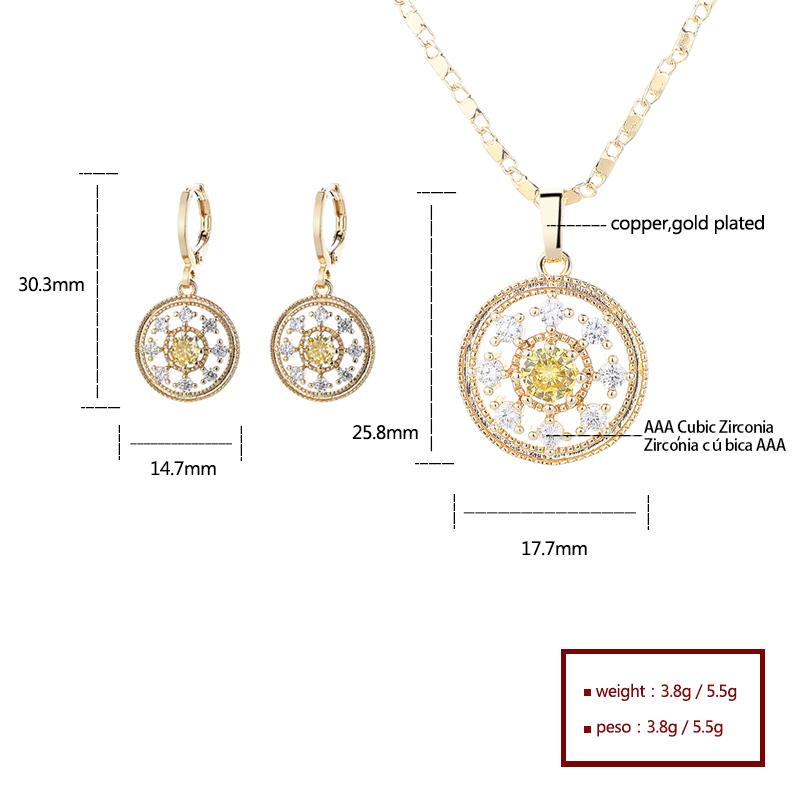 Bijouterie Joyeria Bisuterias Oro 18K Gold Plated Brass Zircon Earrings and Necklaces Sets Women's Fashion Jewelry Set
