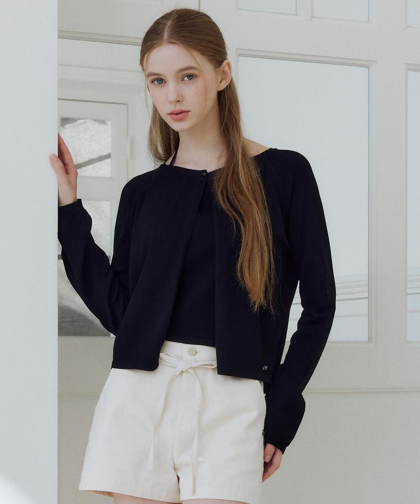 Itov Seoul (Set) One-Button Cardigan Set-Up Black