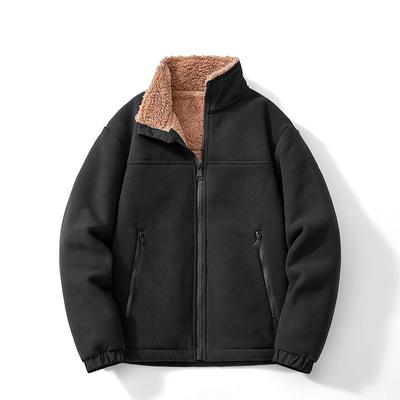Lambswool Fleece Cardigan Thickened Jacket Cardigan Stand Collar Large Size Polar Fleece Sweatshirt Jacket