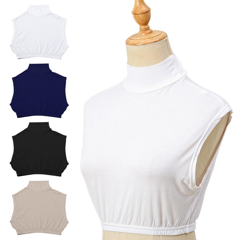 Vintage Solid Color False Collar Detachable Design Loose Hem Detachable Collars Mock Top Style Neck Cover for Women