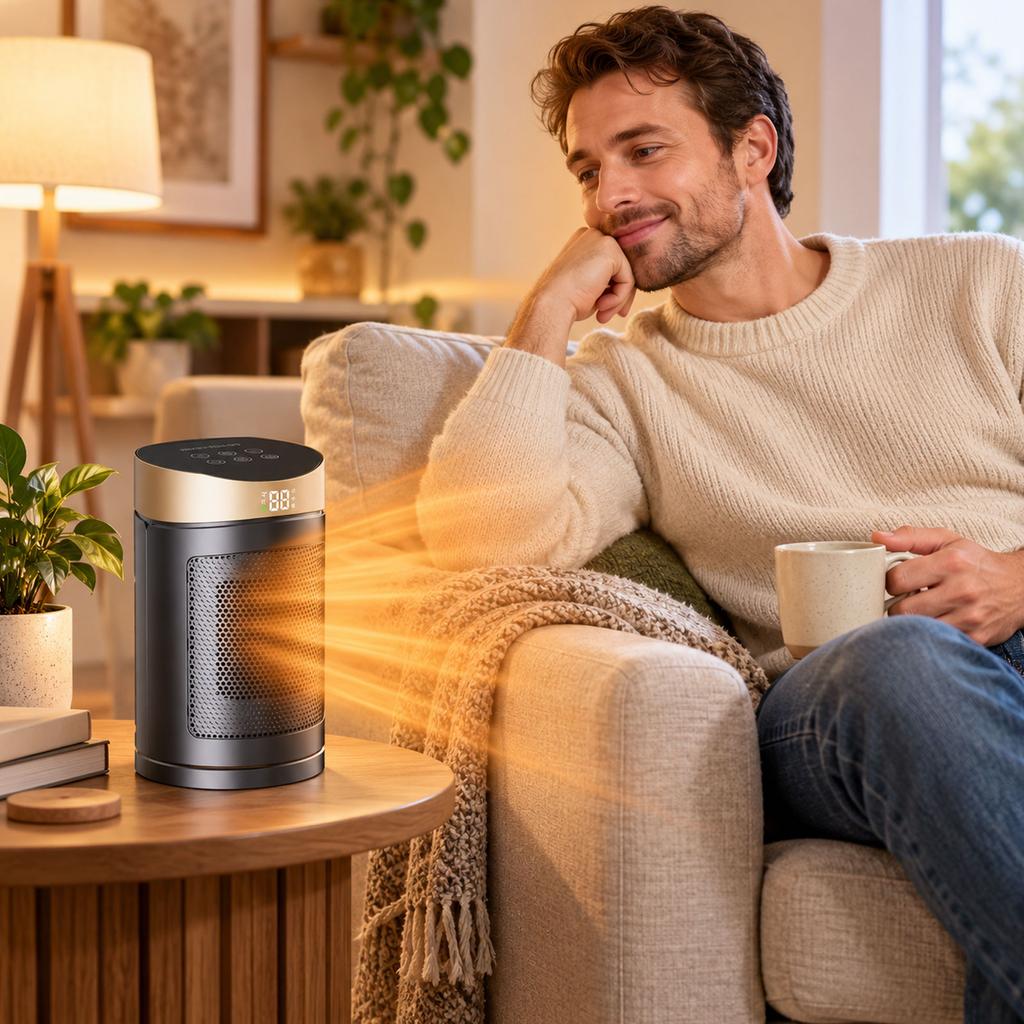 Kleiner Keramik-Heizlüfter mit Fernbedienung und 70°-Oszillation, Heizgerät