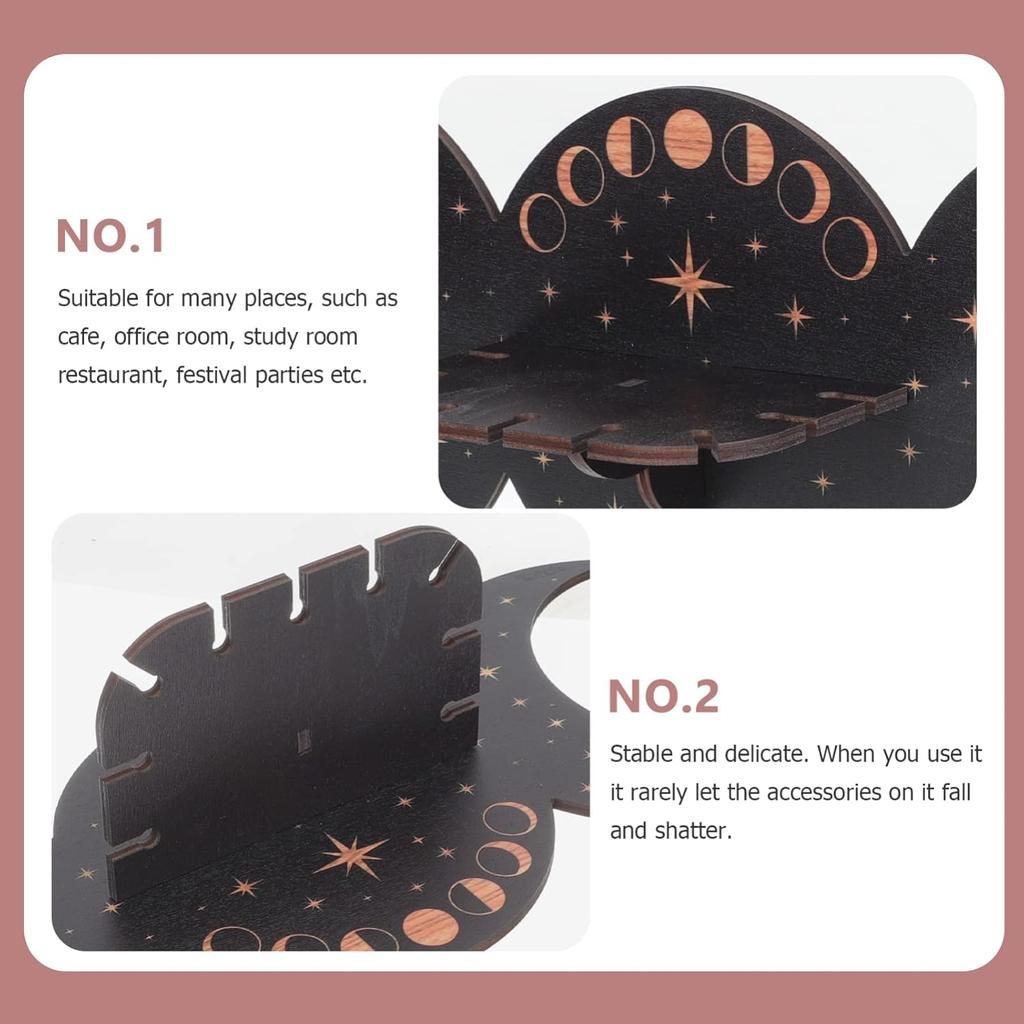 Mondphasen Kristall-Displayregal Wandmontiertes Regal für Heimdekoration Zarter Holzständer für Kristalle Schmuck und Partyzubehör Mysteriös