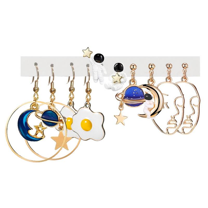 5pcs Fruit Candy Hoop Earrings Set for Women Cute Cartoon Pendant Piercing Ear Stud Drop Dangle Earring 2024 Jewelry Accessories