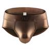 Men Underpants Glossy Faux Leather Low Waist Smooth Anti-septic Reflective Seamless U Convex Elastic Soft Breathable Club Performance Party