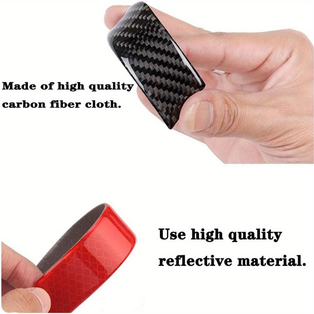 3D Super Red Reflective Stickers Black Real Carbon Fiber Strips Car Side Door Edge Bumper Anti-Scratch Protection Guards Trim Stickers Universal
