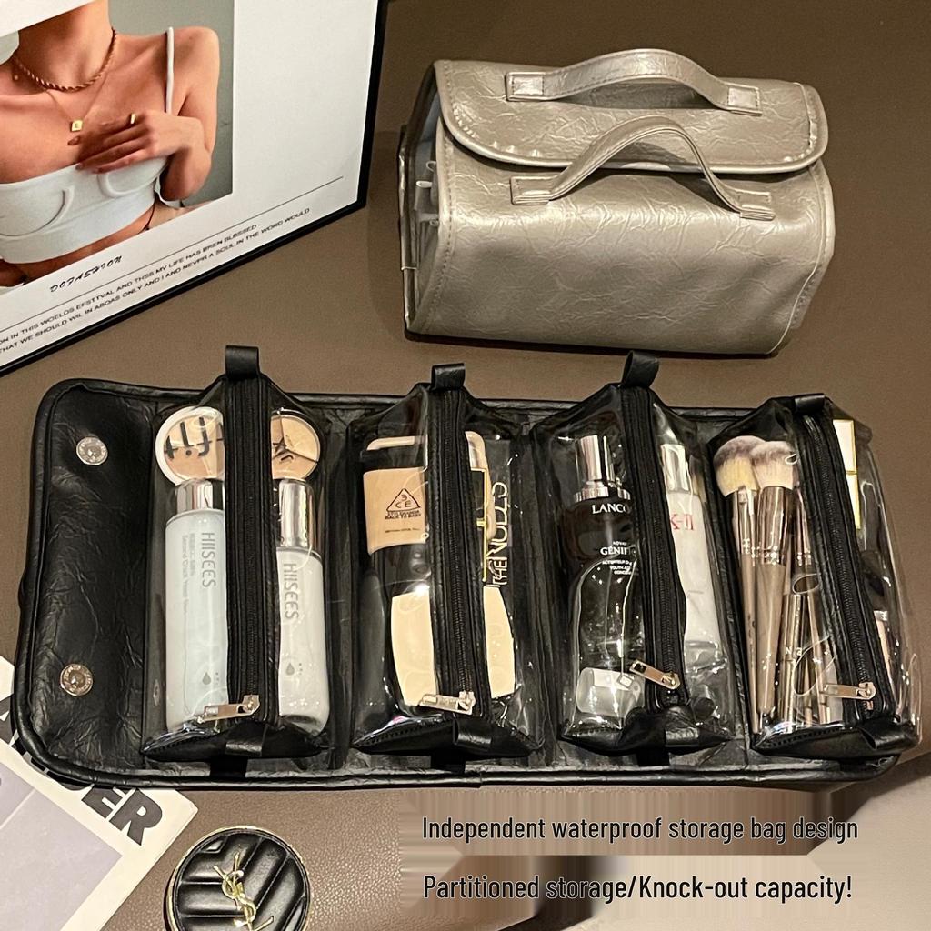 Versatile Travel Makeup Bag: Detachable, Portable & Spacious 4-in-1 Toiletry Organizer