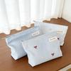 1Pc Striped Makeup Bag for Women, Blue Cosmetic Bag with Bow, Travel Toiletry Cosmetic Bag with Zipper, Cute Aesthetic Organizer