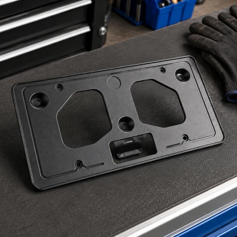 License Plate Bracket, Black ABS Front Mount, Plate Support for 2017-2019 Vehicle Application, Replaces HO1068124 191275377604 with Screw Point Design