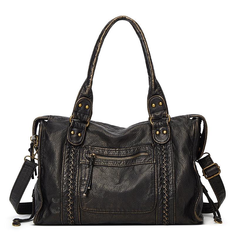 

Большая мягкая мотоциклетная сумка Shigong s Aged, Washed and Colored, сумка через плечо чёрный