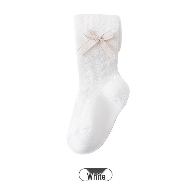 Girls' Ultra-thin Mesh Stripe Leggings with Bow - Anti-mosquito Tights for Baby and Children