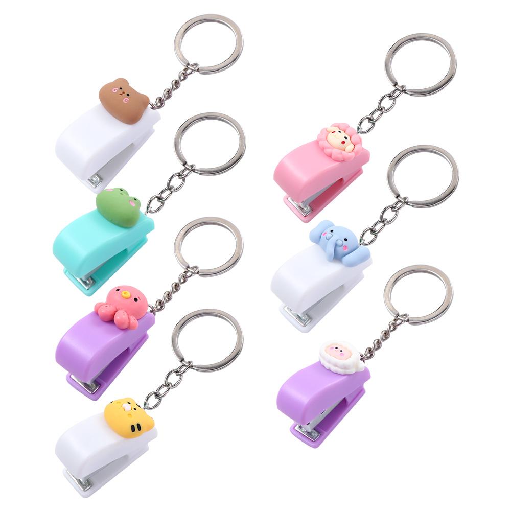 Cartoon Key Ring Pendant Mini Size 10 Staples Binding Tools Mini Stapler Stapler Key Chain Stapler