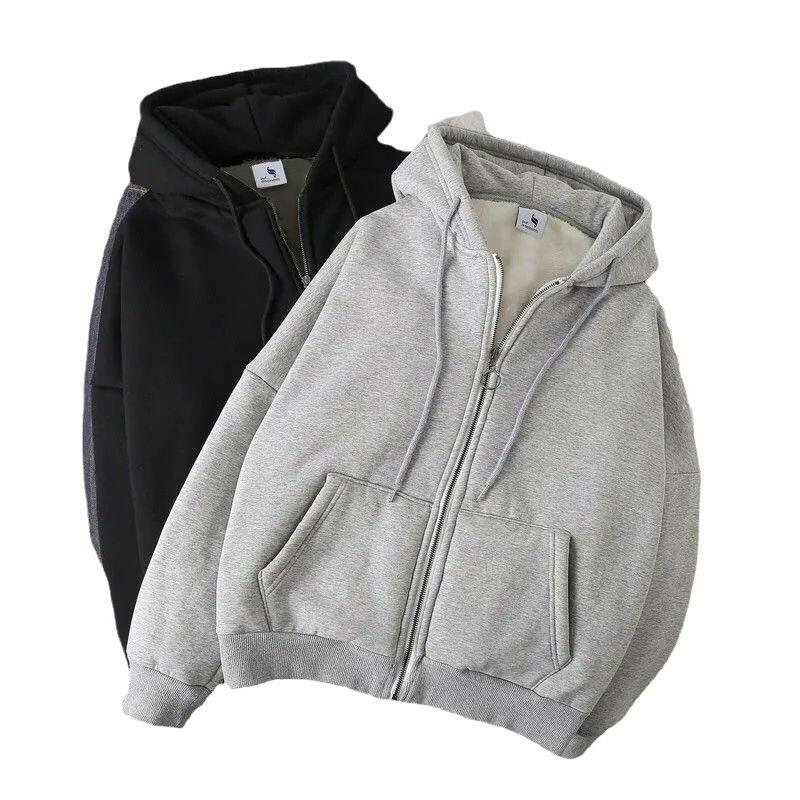 Unisex Warmer Reißverschluss-Cardigan mit Fleece-Futter für Frühling/Sommer