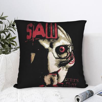 Soft Saw X Horror Movie Pillowcase Fabric Cushion Cover Gift Lets Play A Game Funny Halloween Throw Pillow Case Cover Square