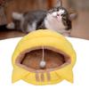 Cat Cave Semi Enclosed Warm Pet Bed Detachable Cartoon Animal House for Autumn and Winter Yellow