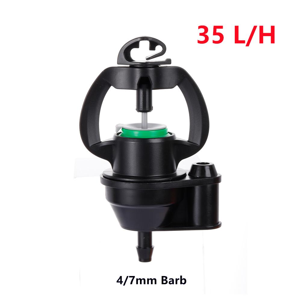 

35/55/100L/H Pressure Compensating Dripper 4/7 mm Barb 1/2 Male Thread and ID6mm Flat Type for Micro-sprinkler Irrigation 5Pcs