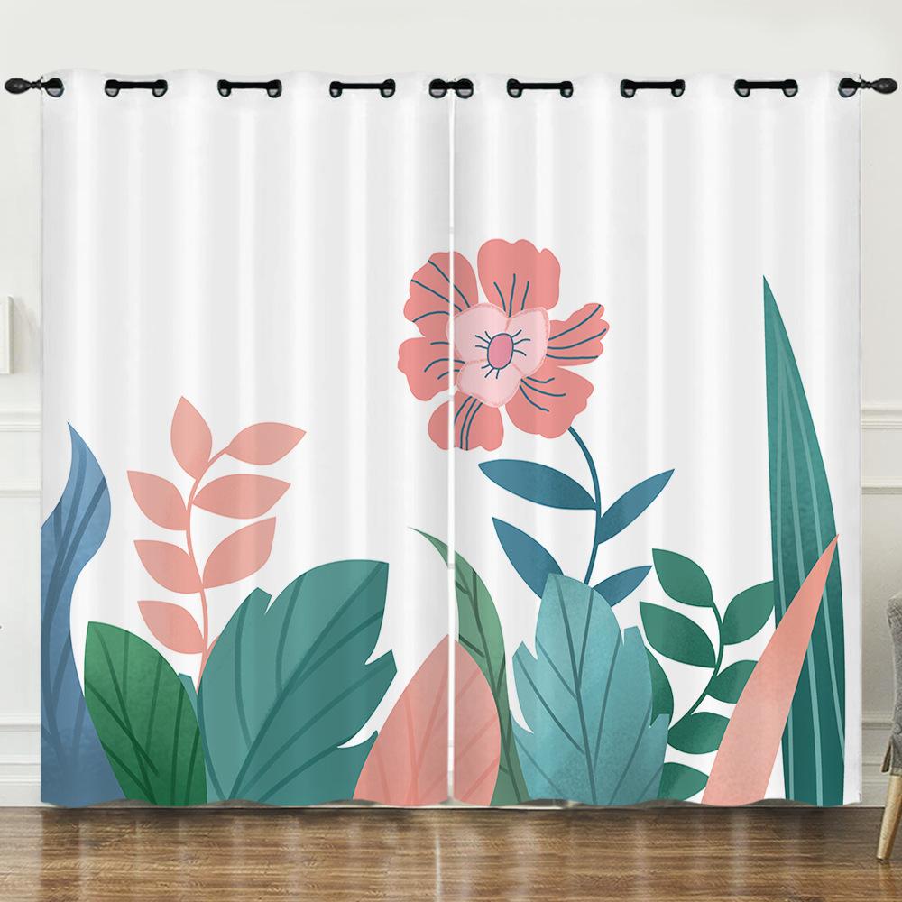 

Шторы Американский Скандинавский Растительные Листья Блэкаут Штора Люверсы 3D Цифровая Печать 97cm*114cm*2