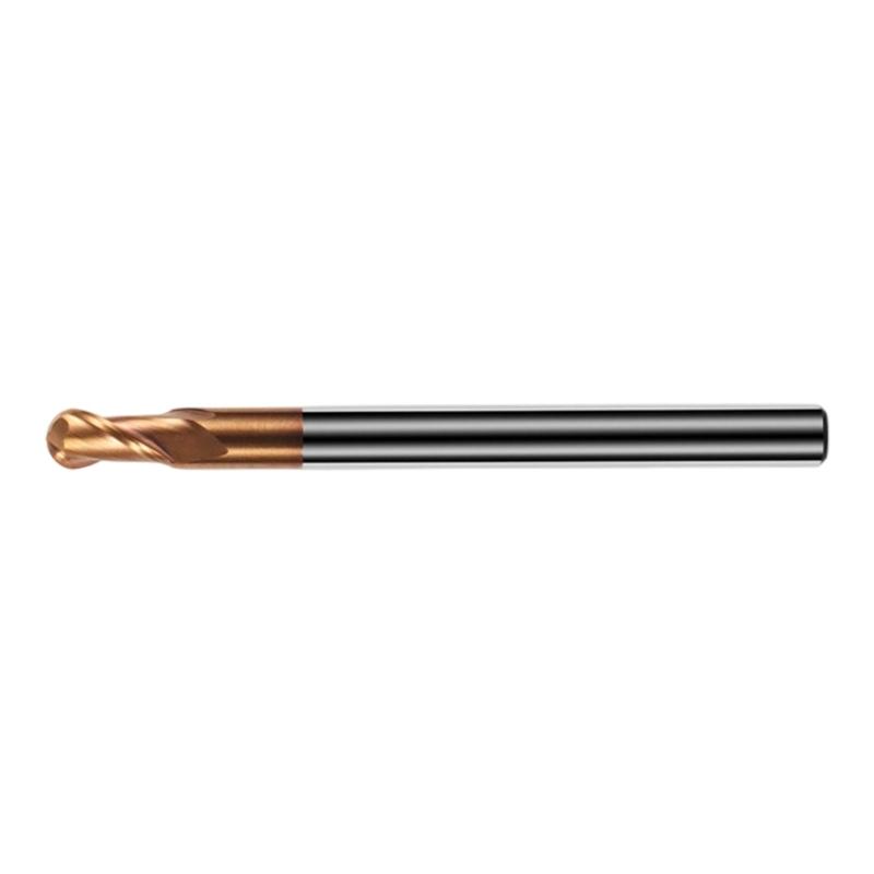 Heavy Duty Corrosion Resistant Ball Nose End Mill 2 Flutes HRC55 Hardness Fit for High Speed Steel Cast Iron Machining