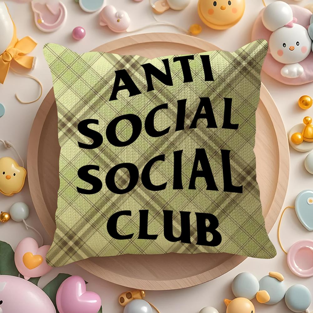 Cool AANTI SOCIAL SOCIAL CLUB Pillow Case Pattern Printed Pillowcase for Living Room Sofa Cushion Cover Bedroom Decor