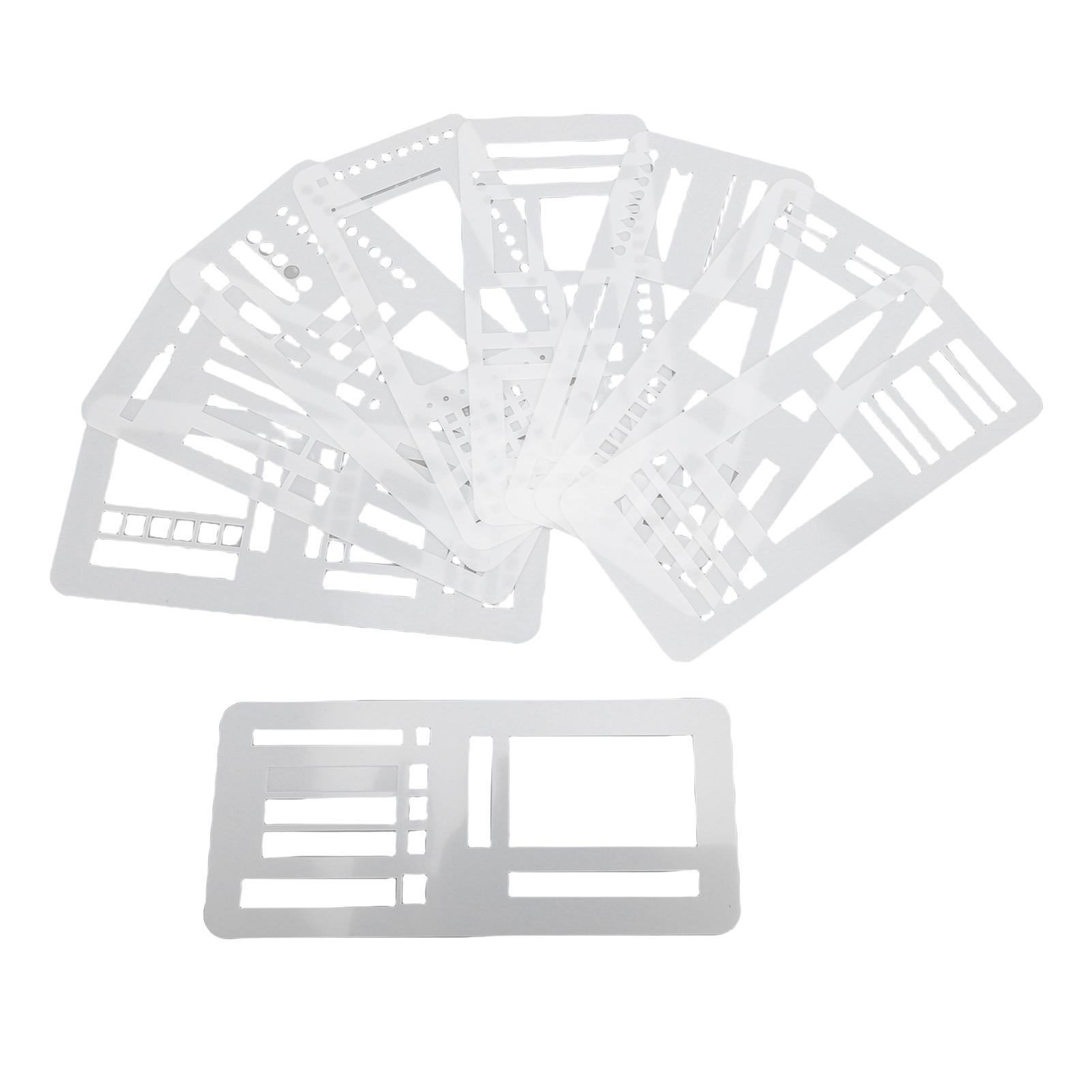

9PCS Hand Made Record Templates Flexible Reusable Planner Stencil Set for 5mm Dot Grid Journals Scrapbooking Crafting