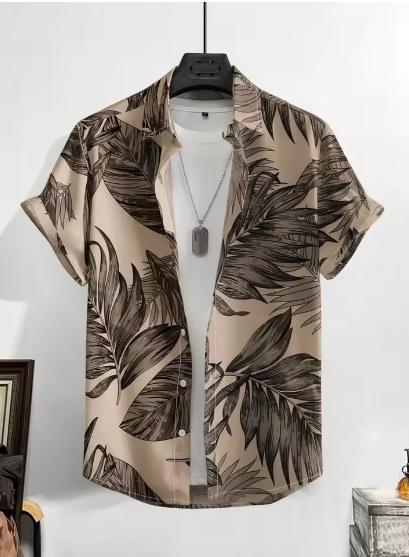 Leaving Tropical Men's Vacation Hawaii 3D Printed Shirt Outdoor Vacation Beach Summer Casual Lapel Short Sleeves